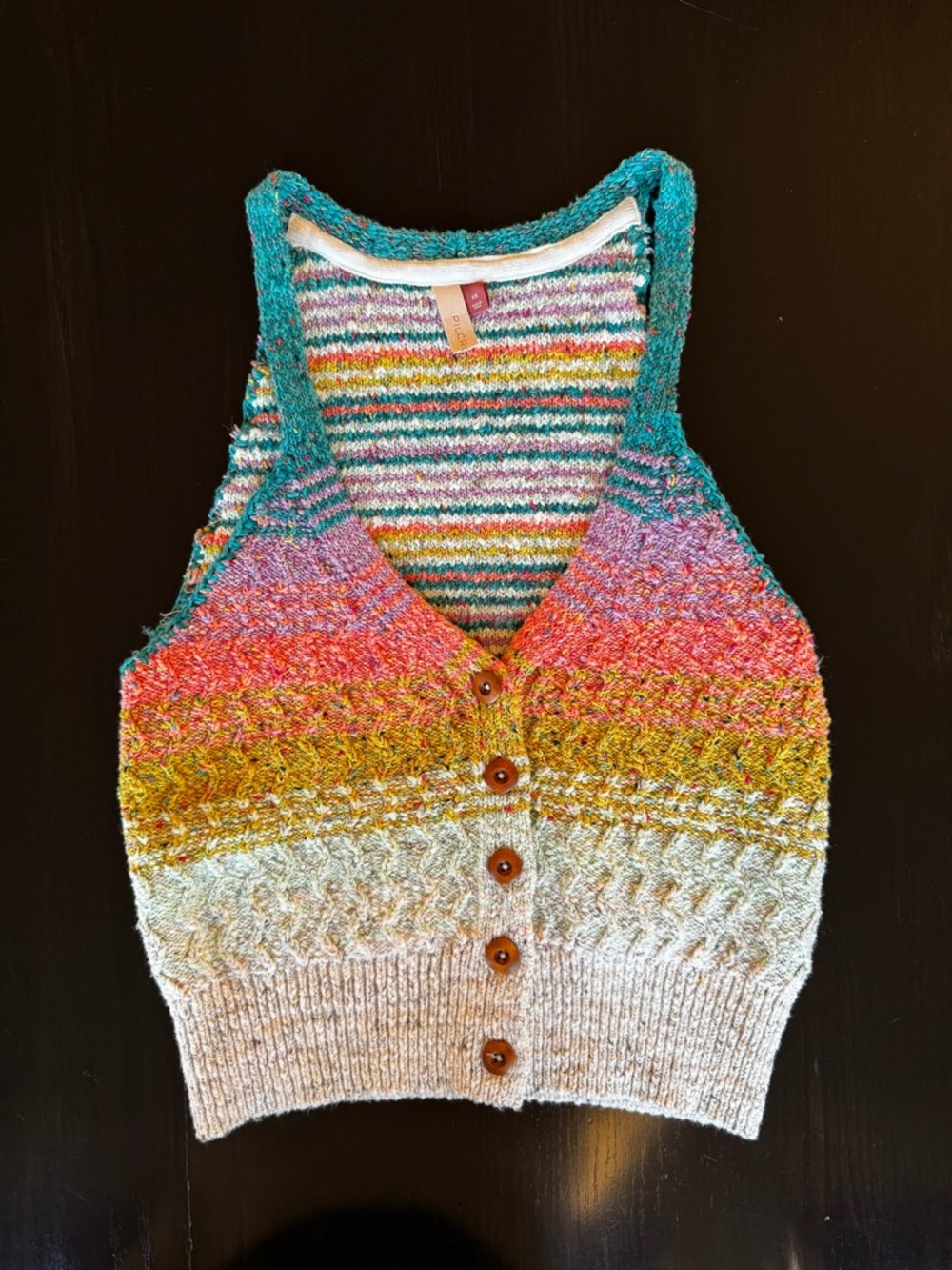 Pilcro Anthropologie Salomon Swank Tank Sweater Vest Top Rainbow Crochet - Picture 5 of 11